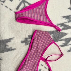 Pink Striped Bikini Set